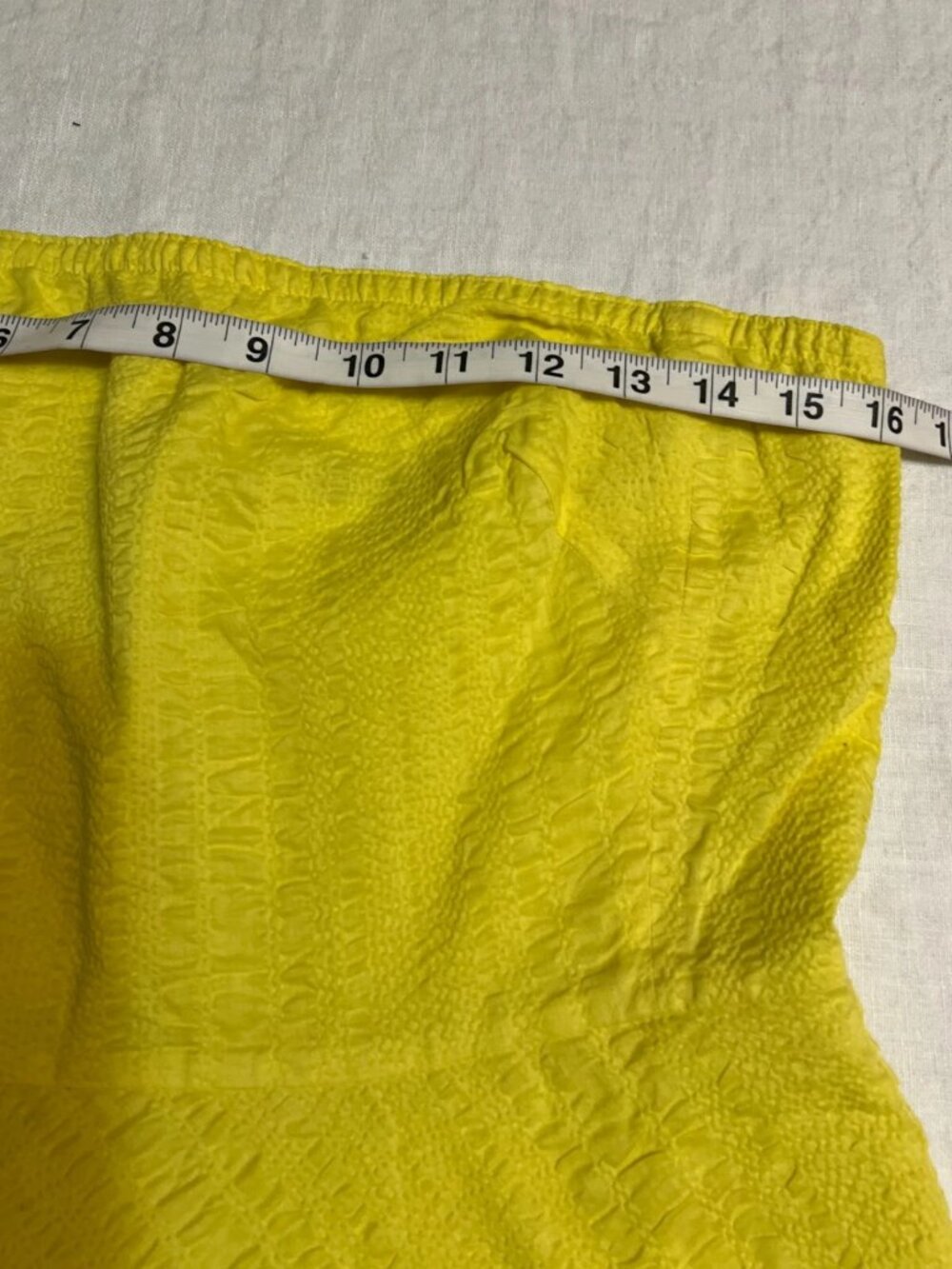 J.Crew Yellow Seersucker Strapless Dress 12P Cotton Summer Sundress Excellent - Picture 5 of 8